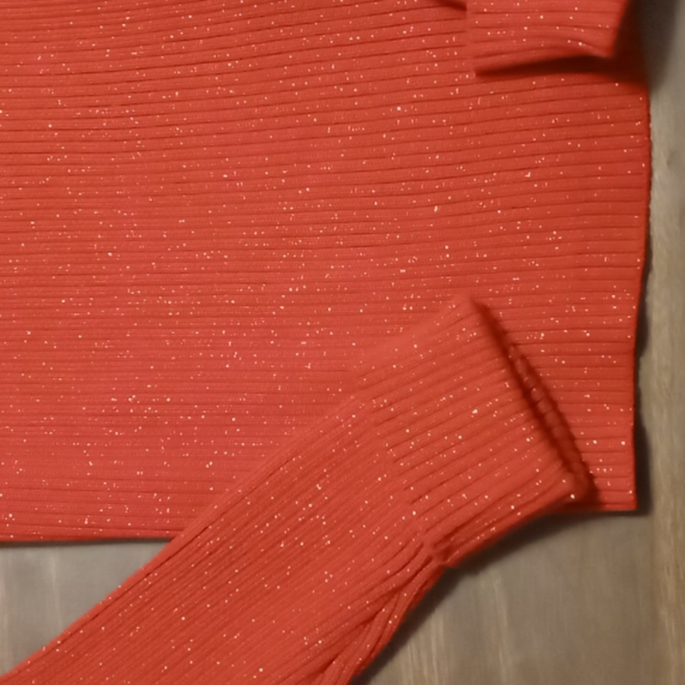 Studio Works Red Glitter Sweater w Cuffed Sleeves XL - Picture 3 of 4